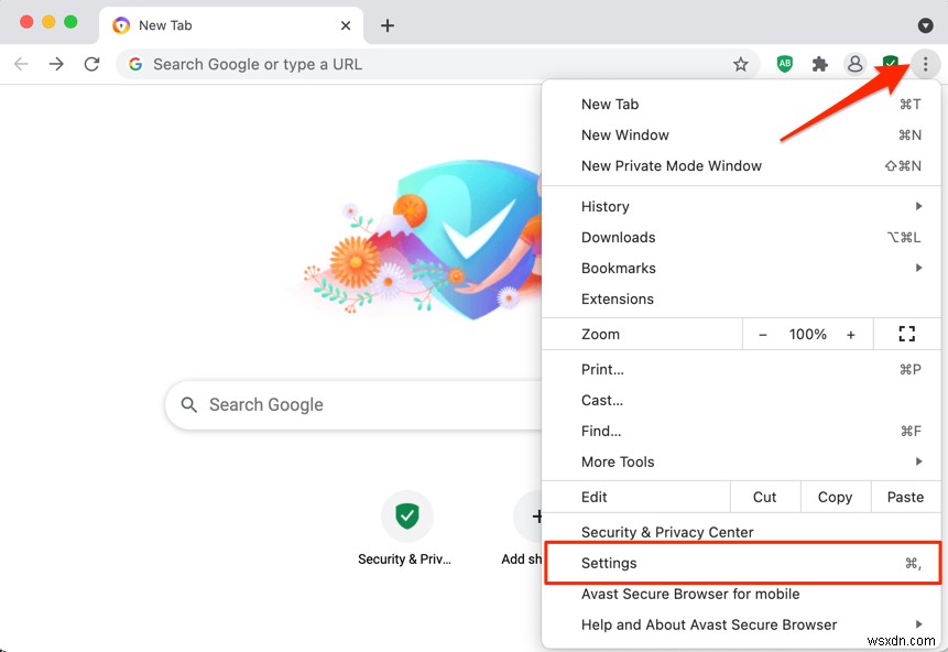 Cách tắt hoặc vô hiệu hóa Avast Secure Browser