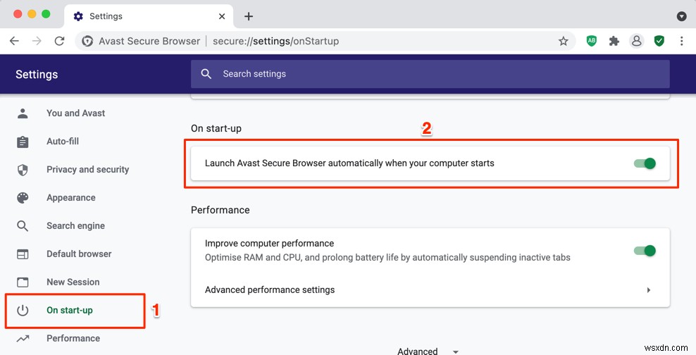 Cách tắt hoặc vô hiệu hóa Avast Secure Browser