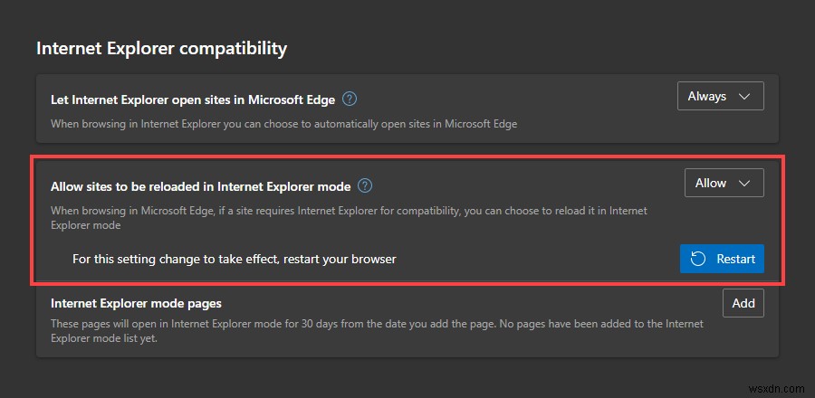 Cách bật chế độ Internet Explorer trong Edge trên Windows 10/11