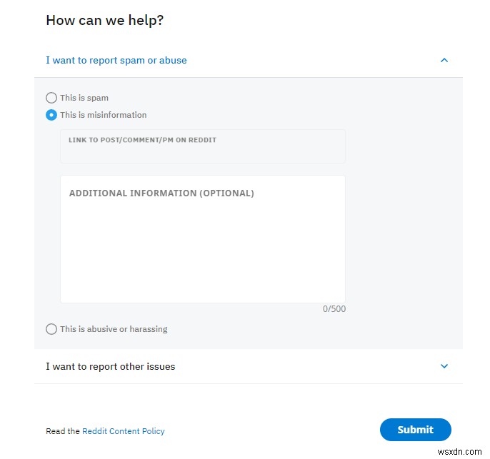 Cách báo cáo một Subreddit