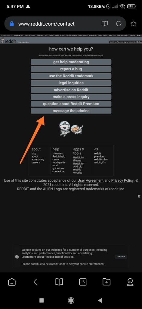 Cách báo cáo một Subreddit