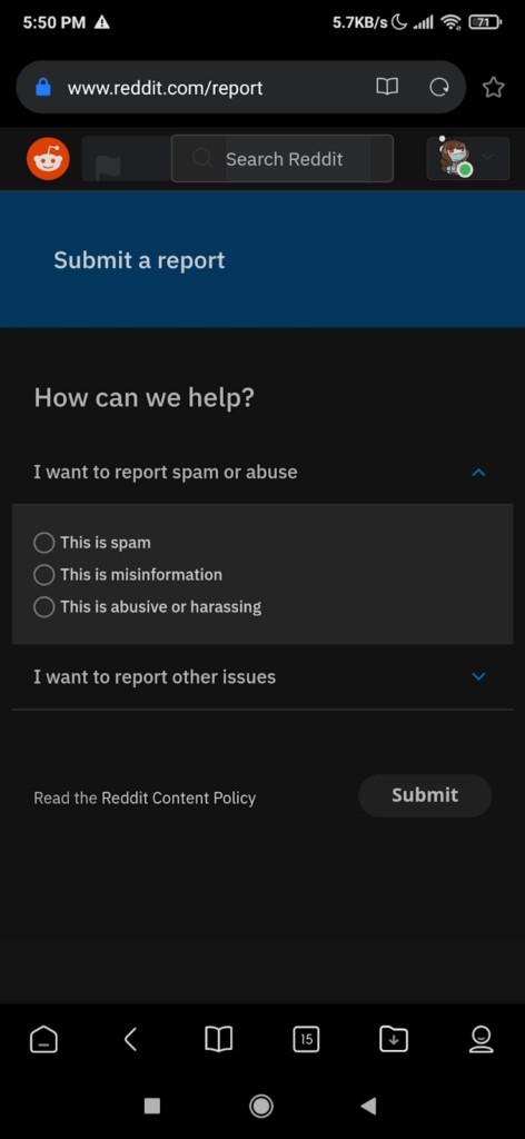 Cách báo cáo một Subreddit