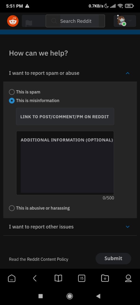 Cách báo cáo một Subreddit