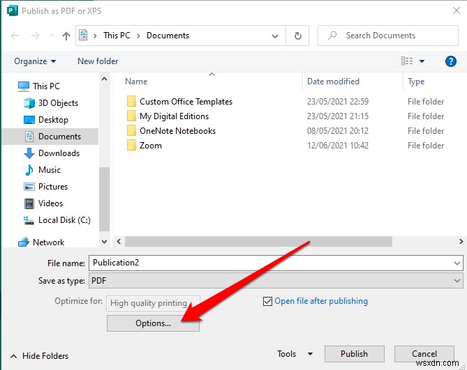 Cách chuyển đổi file Microsoft Publisher sang PDF