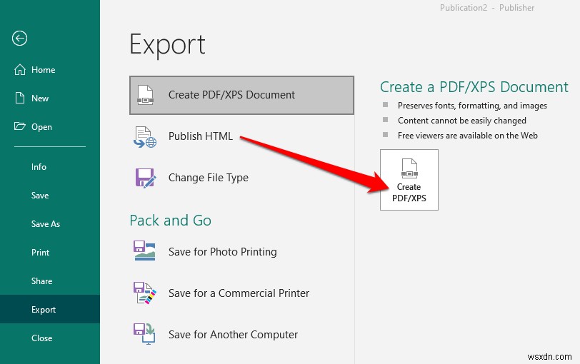 Cách chuyển đổi file Microsoft Publisher sang PDF