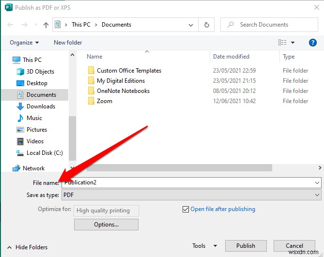 Cách chuyển đổi file Microsoft Publisher sang PDF