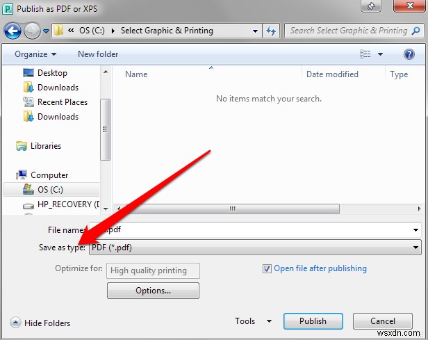 Cách chuyển đổi file Microsoft Publisher sang PDF