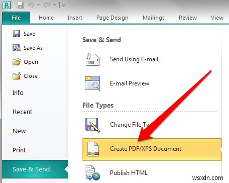 Cách chuyển đổi file Microsoft Publisher sang PDF