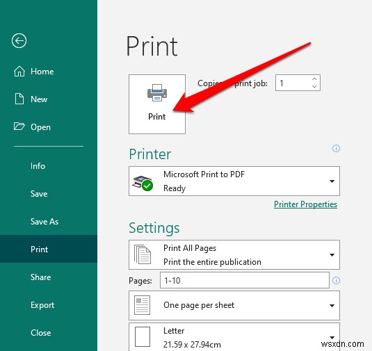 Cách chuyển đổi file Microsoft Publisher sang PDF