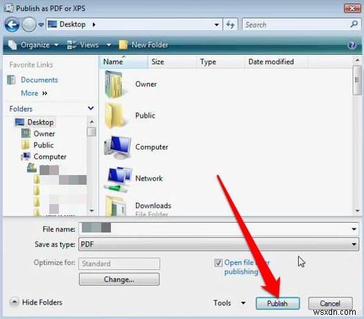 Cách chuyển đổi file Microsoft Publisher sang PDF