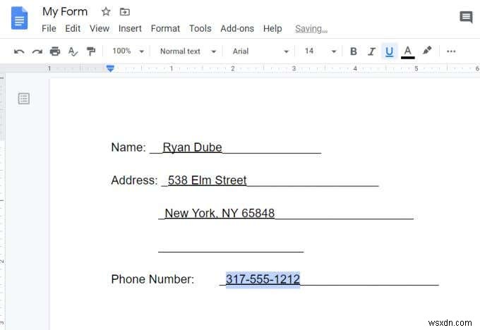 Cách tạo biểu mẫu Google Docs có thể điền được với bảng