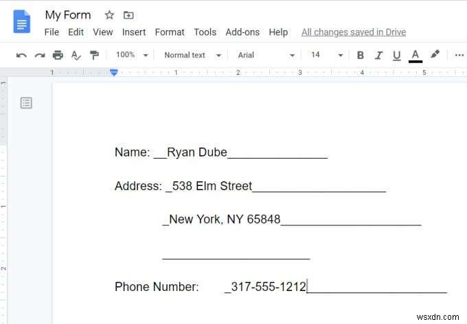 Cách tạo biểu mẫu Google Docs có thể điền được với bảng