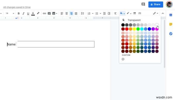 Cách tạo biểu mẫu Google Docs có thể điền được với bảng