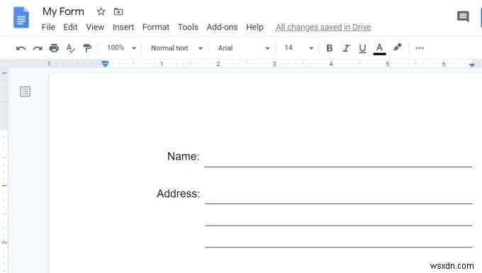 Cách tạo biểu mẫu Google Docs có thể điền được với bảng