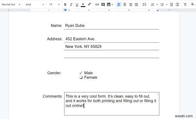Cách tạo biểu mẫu Google Docs có thể điền được với bảng