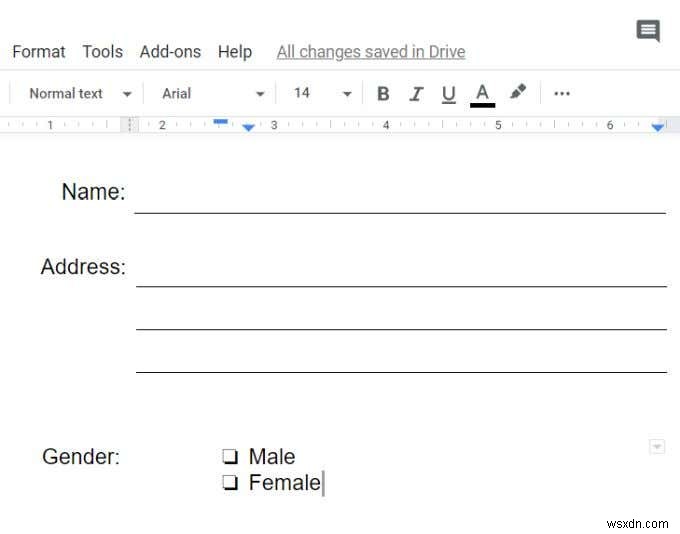Cách tạo biểu mẫu Google Docs có thể điền được với bảng