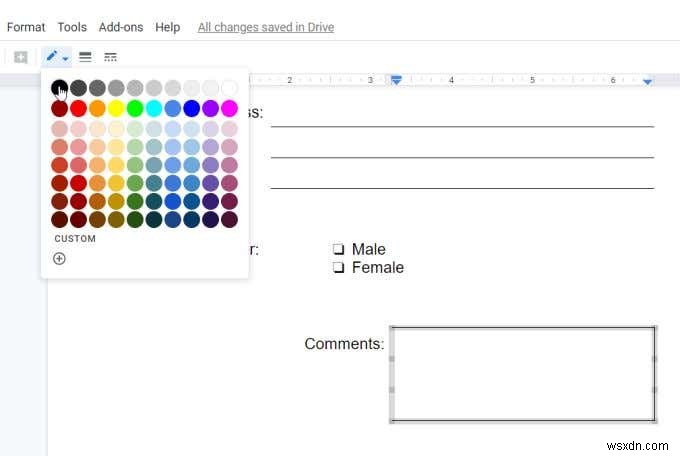 Cách tạo biểu mẫu Google Docs có thể điền được với bảng