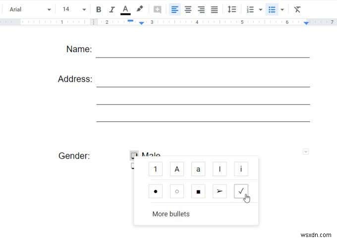 Cách tạo biểu mẫu Google Docs có thể điền được với bảng