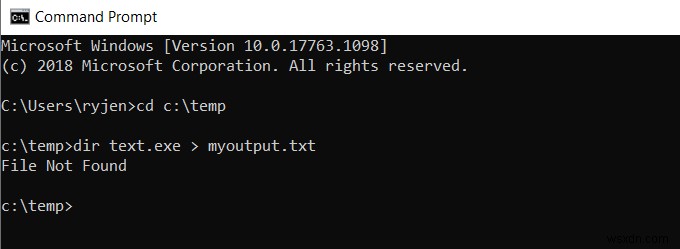 Chuyển hướng đầu ra từ dòng lệnh Windows ra tệp văn bản