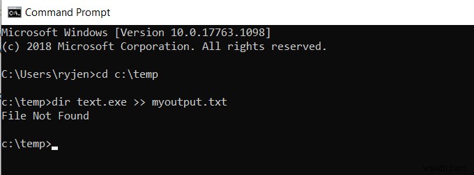 Chuyển hướng đầu ra từ dòng lệnh Windows ra tệp văn bản