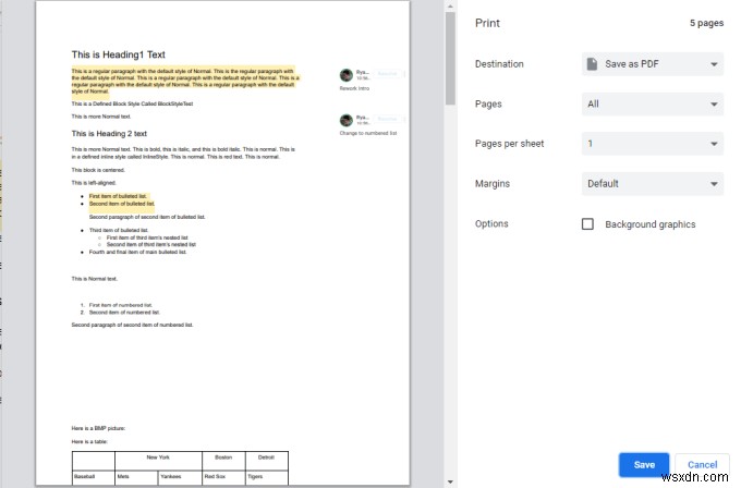 Cách in tài liệu Google Docs kèm bình luận