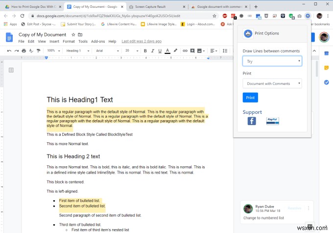 Cách in tài liệu Google Docs kèm bình luận