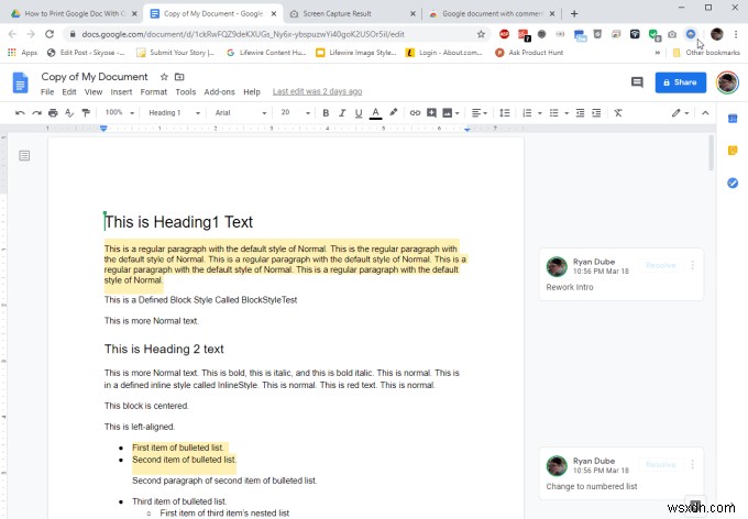 Cách in tài liệu Google Docs kèm bình luận