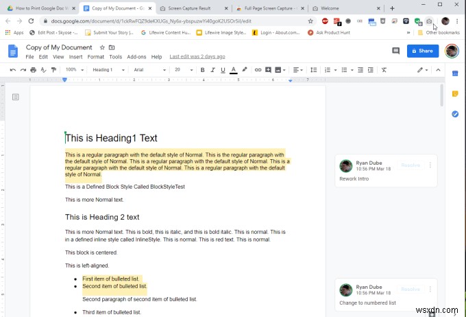 Cách in tài liệu Google Docs kèm bình luận