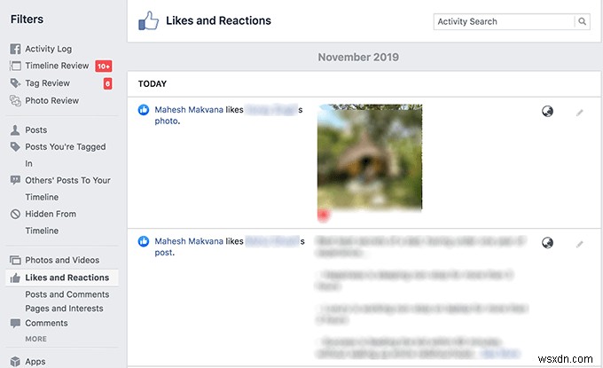 Cách xem/tìm tất cả lượt thích (Likes) của bạn trên Facebook