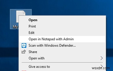 Mở Notepad với quyền Admin để tránh lỗi  Access is Denied  (Truy cập bị từ chối)