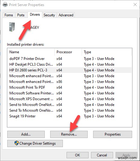 Cách gỡ bỏ hoặc loại bỏ Driver máy in khỏi Windows 10