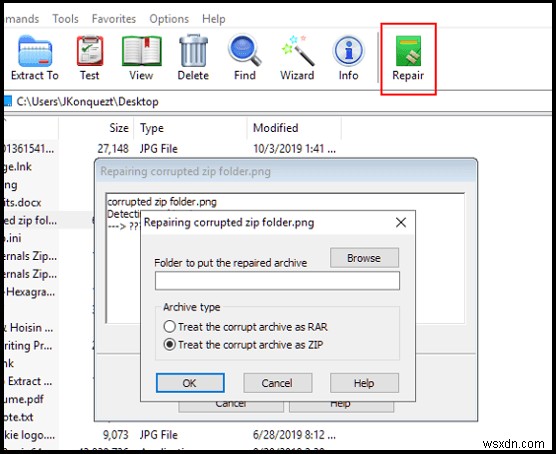 Cách trích xuất file từ thư mục Zip bị hỏng
