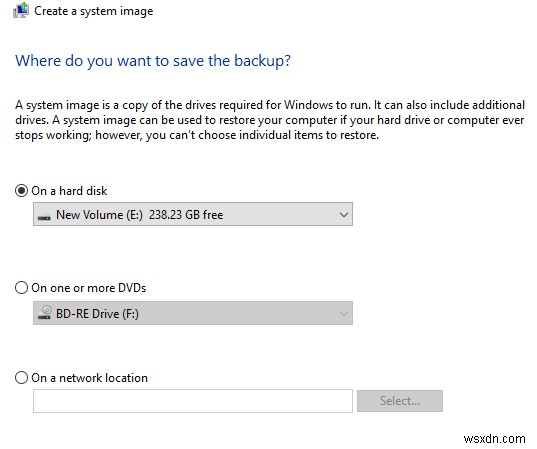 Tạo bản sao lưu hệ thống (System Image) Windows 10