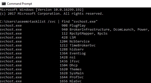 Xem danh sách dịch vụ được lưu trữ bởi tiến trình svchost.exe trong Windows