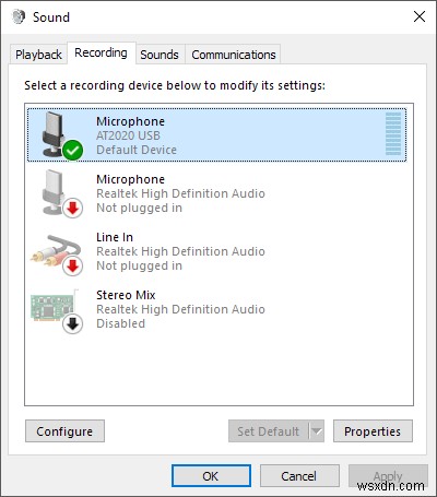 Bật Microphone, Line-In Audio và Stereo Mix trong Windows
