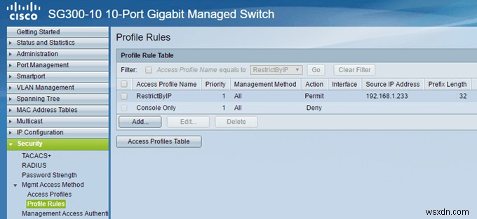 Giới hạn truy cập Cisco Switch dựa trên địa chỉ IP