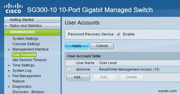 Bật xác thực khóa công khai cho SSH trên Cisco SG300 Switches