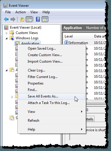 Xuất, Xóa và Tăng kích thước Event Logs trong Windows