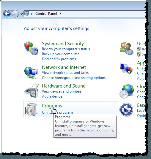 Bật/Tắt tính năng Windows (Enable/Disable Windows Features)