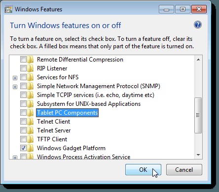 Bật/Tắt tính năng Windows (Enable/Disable Windows Features)