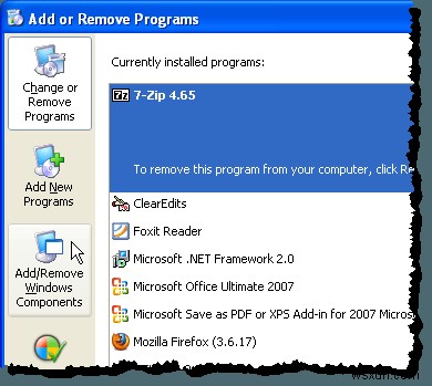 Bật/Tắt tính năng Windows (Enable/Disable Windows Features)