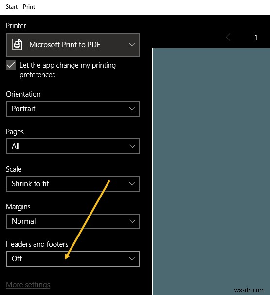 Thay đổi hoặc xóa Header/Footer khi in trong Internet Explorer hoặc Edge