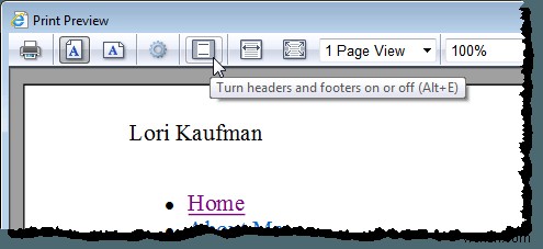 Thay đổi hoặc xóa Header/Footer khi in trong Internet Explorer hoặc Edge
