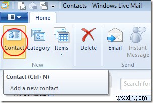 Thêm contact thủ công vào Windows Live Mail Address Book