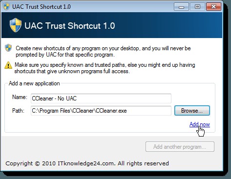 Tắt User Account Control (UAC) cho Ứng Dụng Cụ Thể