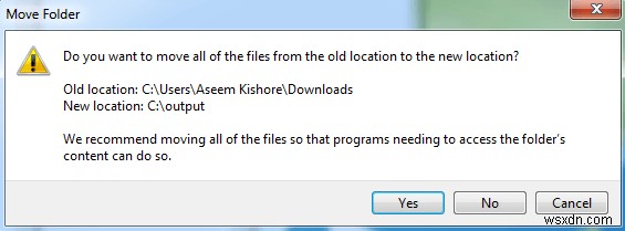 Thay Đổi Vị Trí Thư Mục Người Dùng Trong Windows
