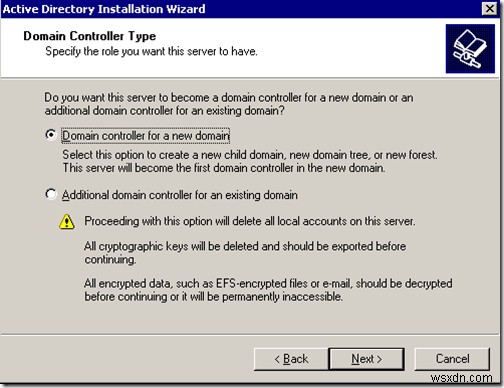 Cài đặt Active Directory trên Windows Server 2003: dcpromo