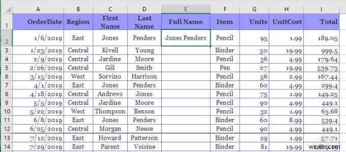 Cách Sử Dụng Flash Fill Trong Excel
