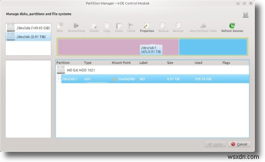 Chỉnh sửa phân vùng với KDE Partition Manager