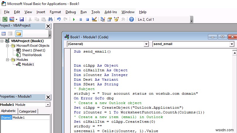 Gửi email từ Excel bằng VBA Macro và Outlook